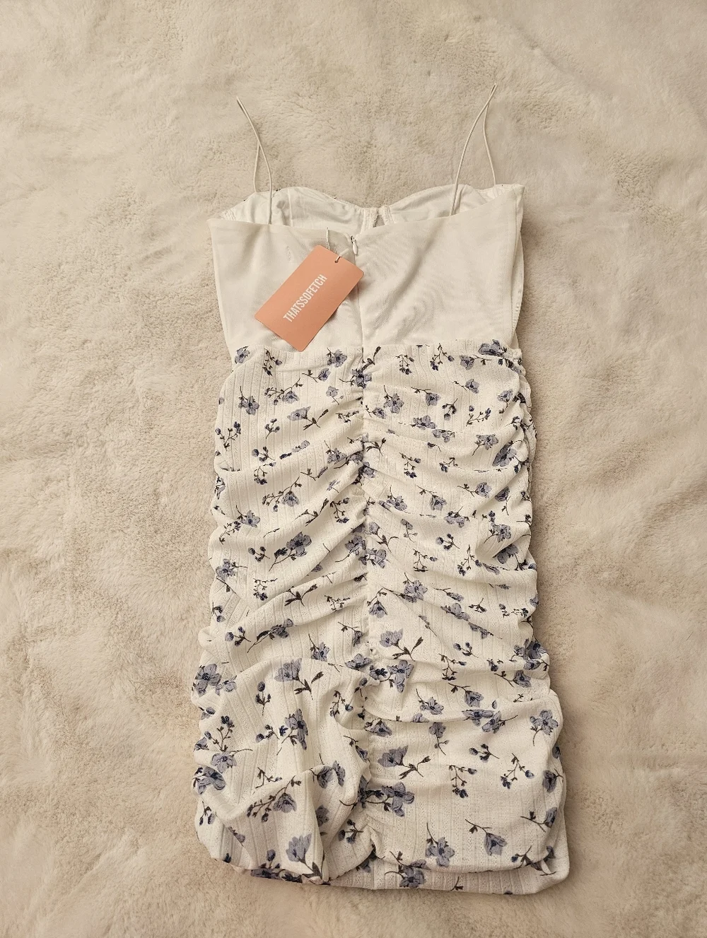 New Thats So Fetch Mieka Ruched Floral Print Mini Dress Size 4 - Picture 8 of 12
